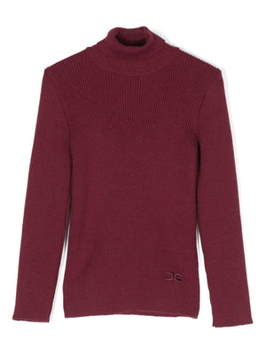 Maglione con logo a intarsi per bambina Elisabetta Franchi La Mia Bambina bianco con collo alto