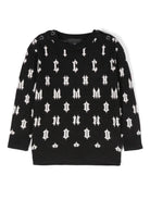 Maglione con logo a intarsi per neonato John Richmond Junior nero con girocollo - Rubino Kids