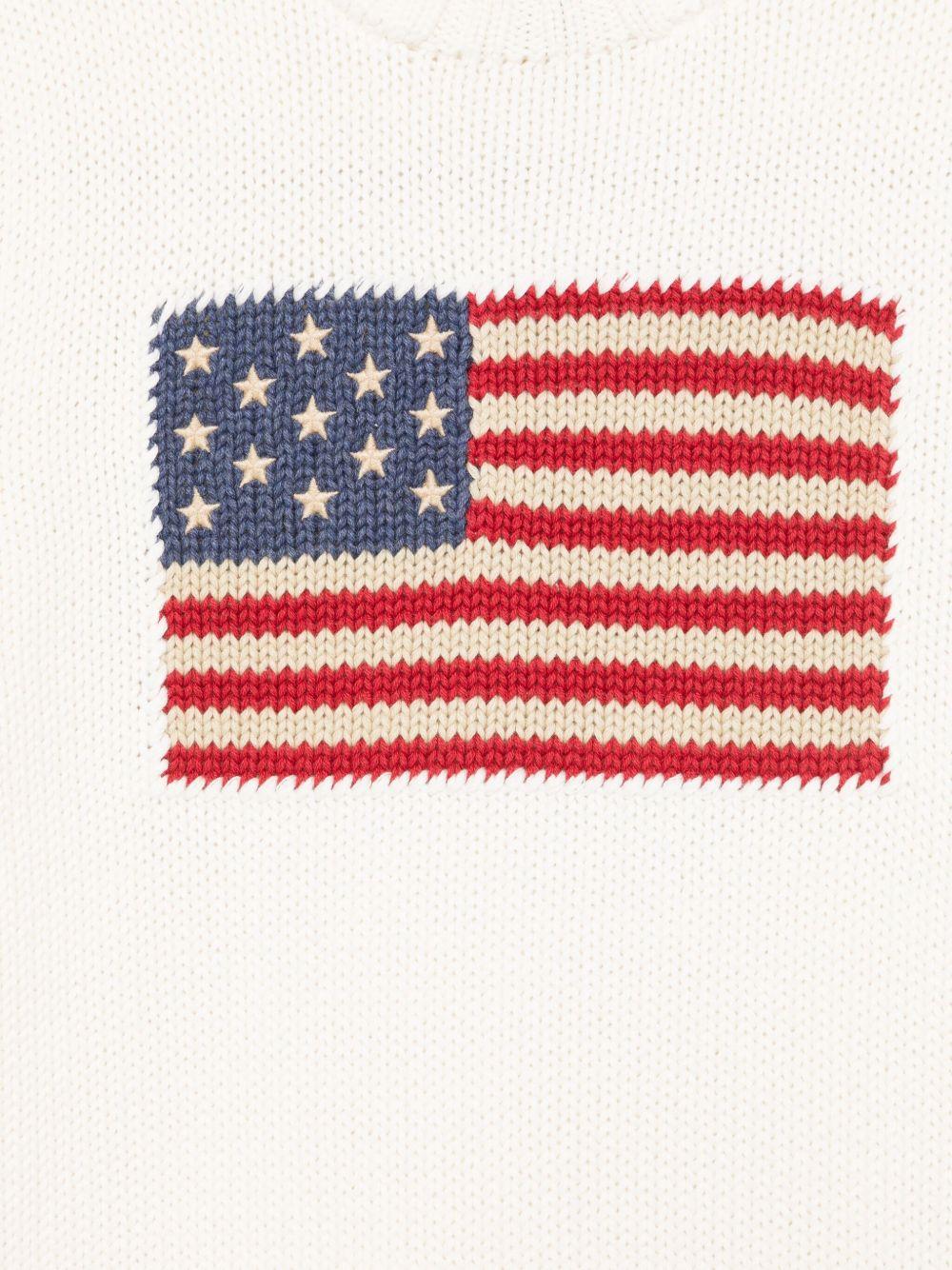 Maglione con logo per bambino POLO RALPH LAUREN KIDS bianco con dettaglio con bandiera - Rubino Kids