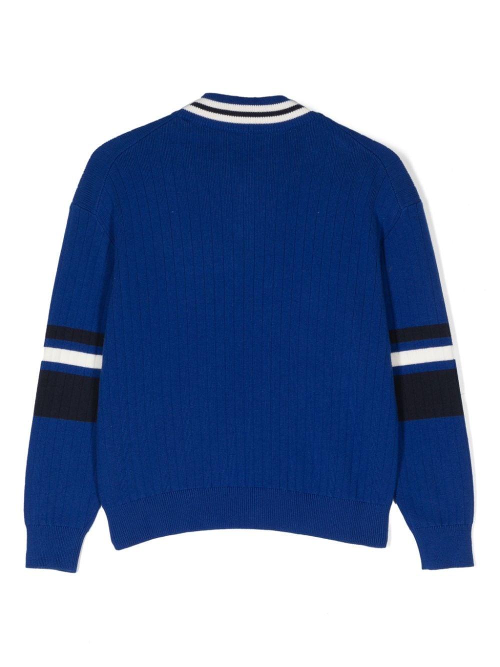 Maglione con ricamo per bambino Dolce & Gabbana Kids blu con scollo a V - Rubino Kids