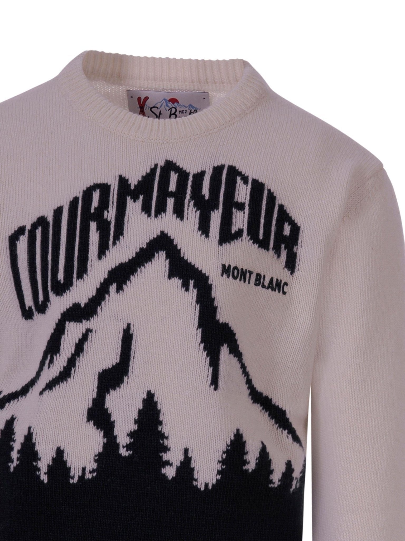 Maglione Douglas per bimbo MC2 Saint Barth Kids bianco con ricamo Courmayeur sul davanti - Rubino Kids