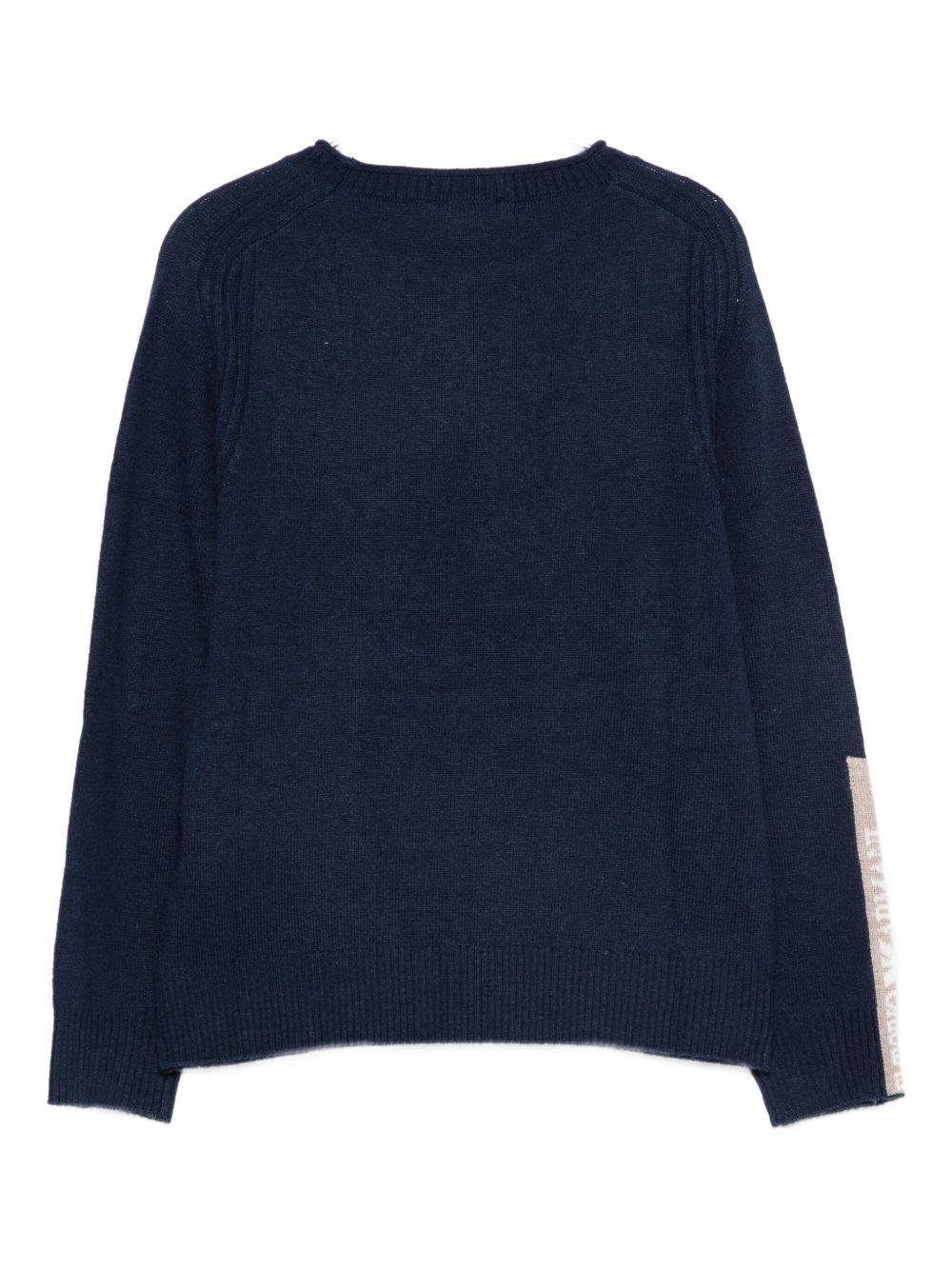 Maglione girocollo per bambino Emporio Armani Kids blu navy con logo - Rubino Kids