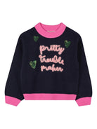 Maglione per bambina Billieblush blu con grafica "Pretty Trouble Maker" - Rubino Kids