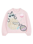 Maglione per bambina Billieblush rosa con motivo gatto - Rubino Kids