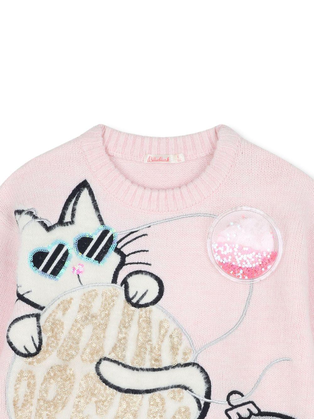 Maglione per bambina Billieblush rosa con motivo gatto - Rubino Kids