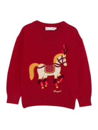Maglione per bambina Bonpoint rosso con stampa cavallo - Rubino Kids