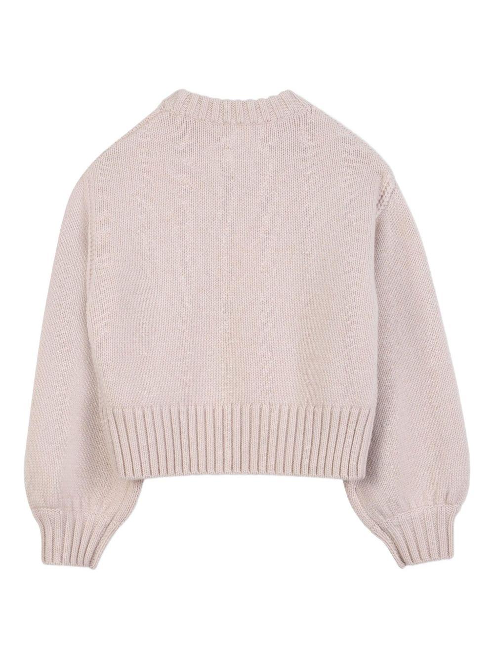Maglione per bambina Chloé Kids beige crop - Rubino Kids