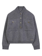 Maglione per bambina Chloé Kids grigio con due tasche frontali - Rubino Kids