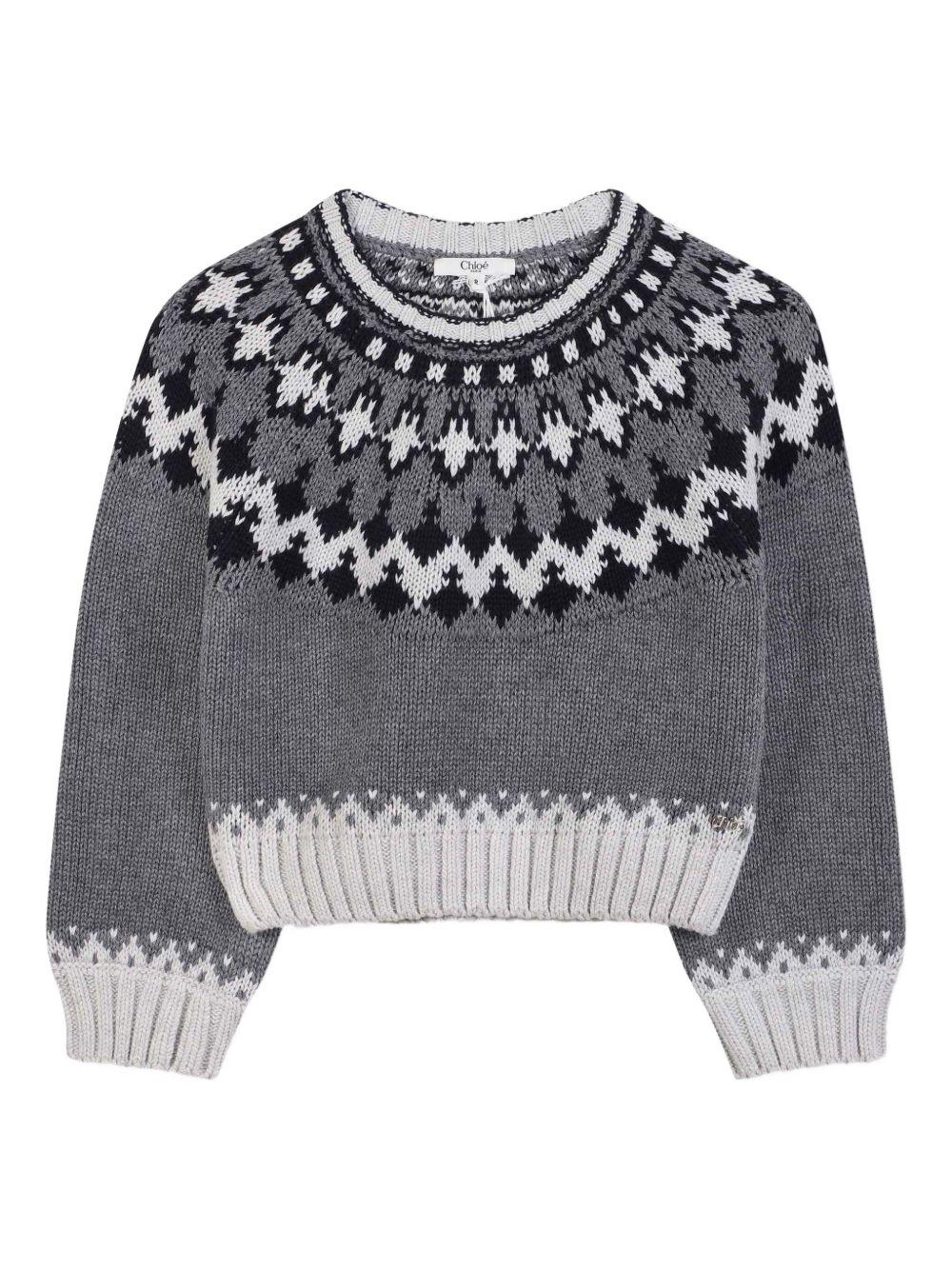 Maglione per bambina Chloé Kids grigio con maglia con motivo a intarsio - Rubino Kids