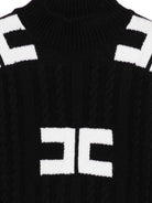 Maglione per bambina Elisabetta Franchi La Mia Bambina nero con dettagli con logo - Rubino Kids