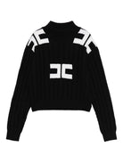 Maglione per bambina Elisabetta Franchi La Mia Bambina nero con dettagli con logo - Rubino Kids