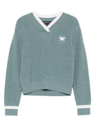 Maglione per bambina Emporio Armani Kids blu con logo - Rubino Kids