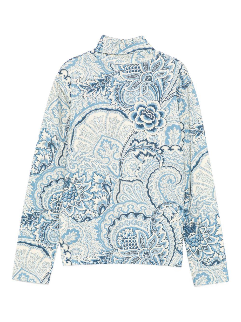 Maglione per bambina Etro Kids azzurro con motivo paisley - Rubino Kids