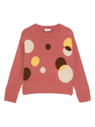 Maglione per bambina Il Gufo rosa con fantasia a cerchi - Rubino Kids