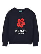 Maglione per bambina Kenzo Kids blu con Boke Flower jacquard - Rubino Kids