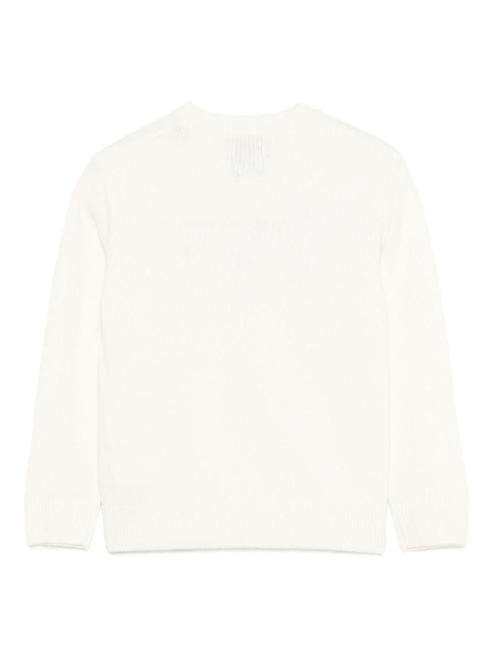 Maglione per bambina MC2 Saint Barth Kids bianco con scritta "Vacanze di Natale" - Rubino Kids