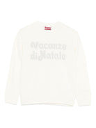 Maglione per bambina MC2 Saint Barth Kids bianco con scritta "Vacanze di Natale" - Rubino Kids