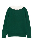 Maglione per bambina MC2 Saint Barth Kids verde con scritta ricamata sul davanti "Merry Christmas" - Rubino Kids