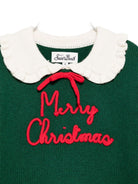 Maglione per bambina MC2 Saint Barth Kids verde con scritta ricamata sul davanti "Merry Christmas" - Rubino Kids