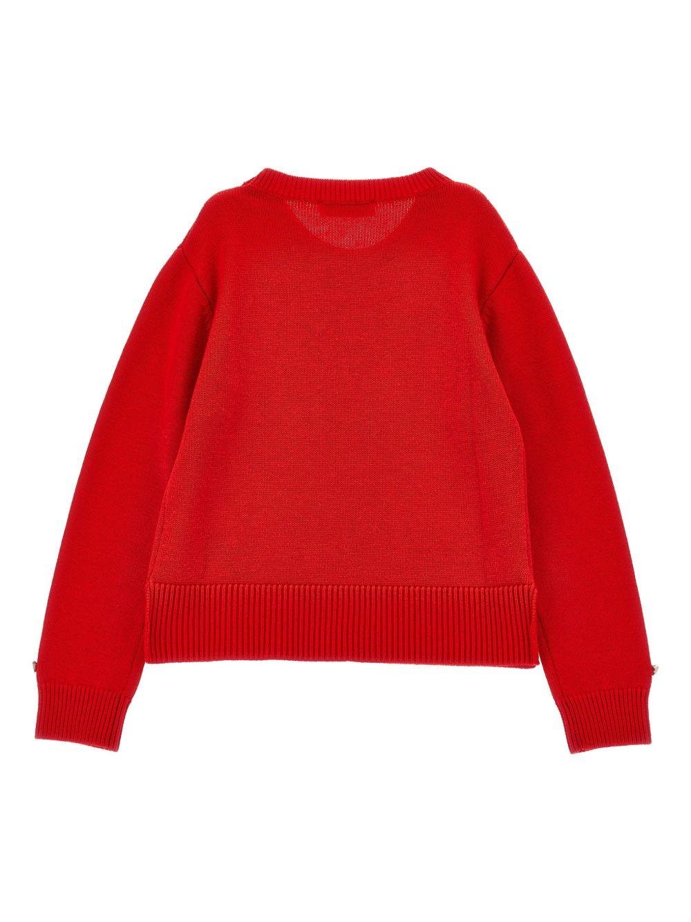 Maglione per bambina Monnalisa rosso con ricamo con ricamo Merry Christmas - Rubino Kids