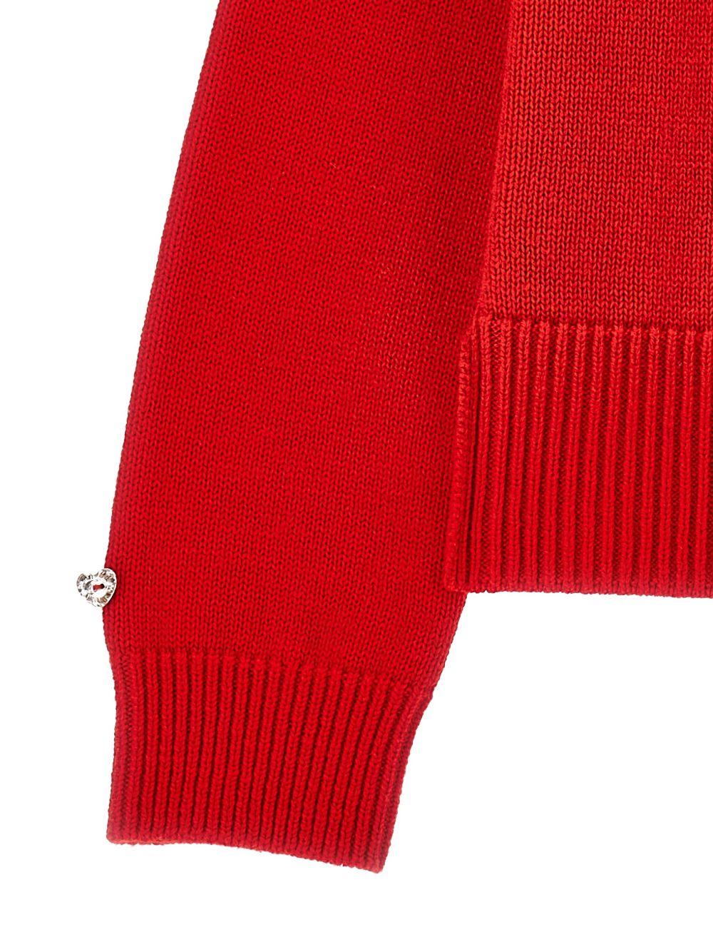 Maglione per bambina Monnalisa rosso con ricamo con slogan - Rubino Kids