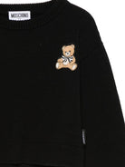 Maglione per bambina Moschino Kids nero con applicazione Teddy - Rubino Kids