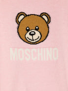 Maglione per bambina Moschino Kids rosa con logo intarsiato e ricamo Teddy Bear - Rubino Kids