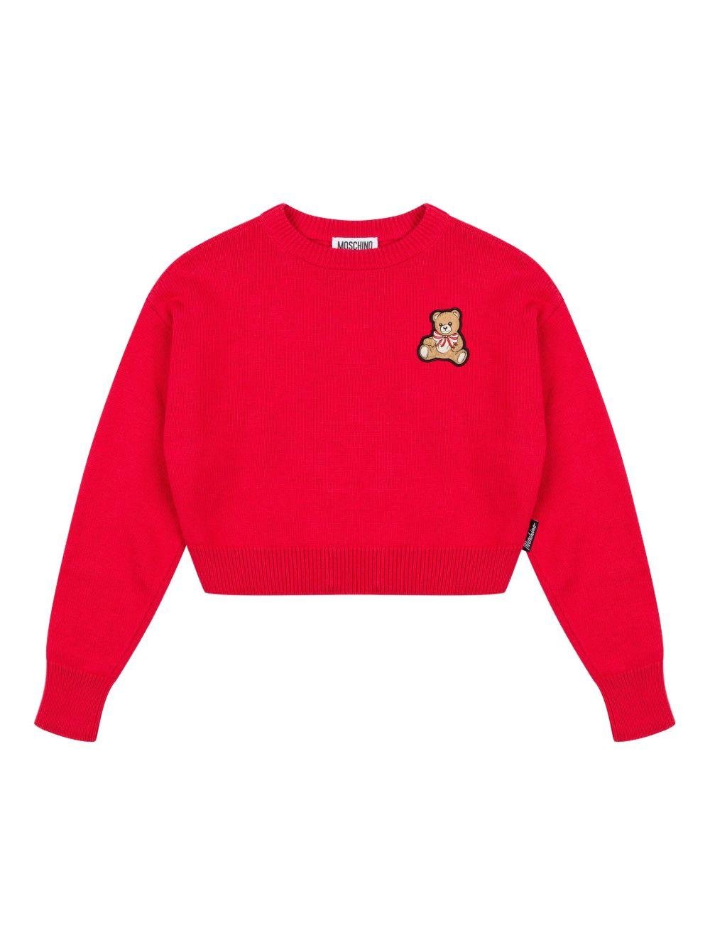 Maglione per bambina Moschino Kids rosso con motivo Teddy Bear - Rubino Kids