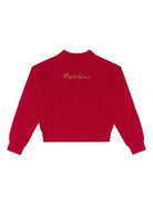 Maglione per bambina Moschino Kids rosso con ricamo logo in oro - Rubino Kids