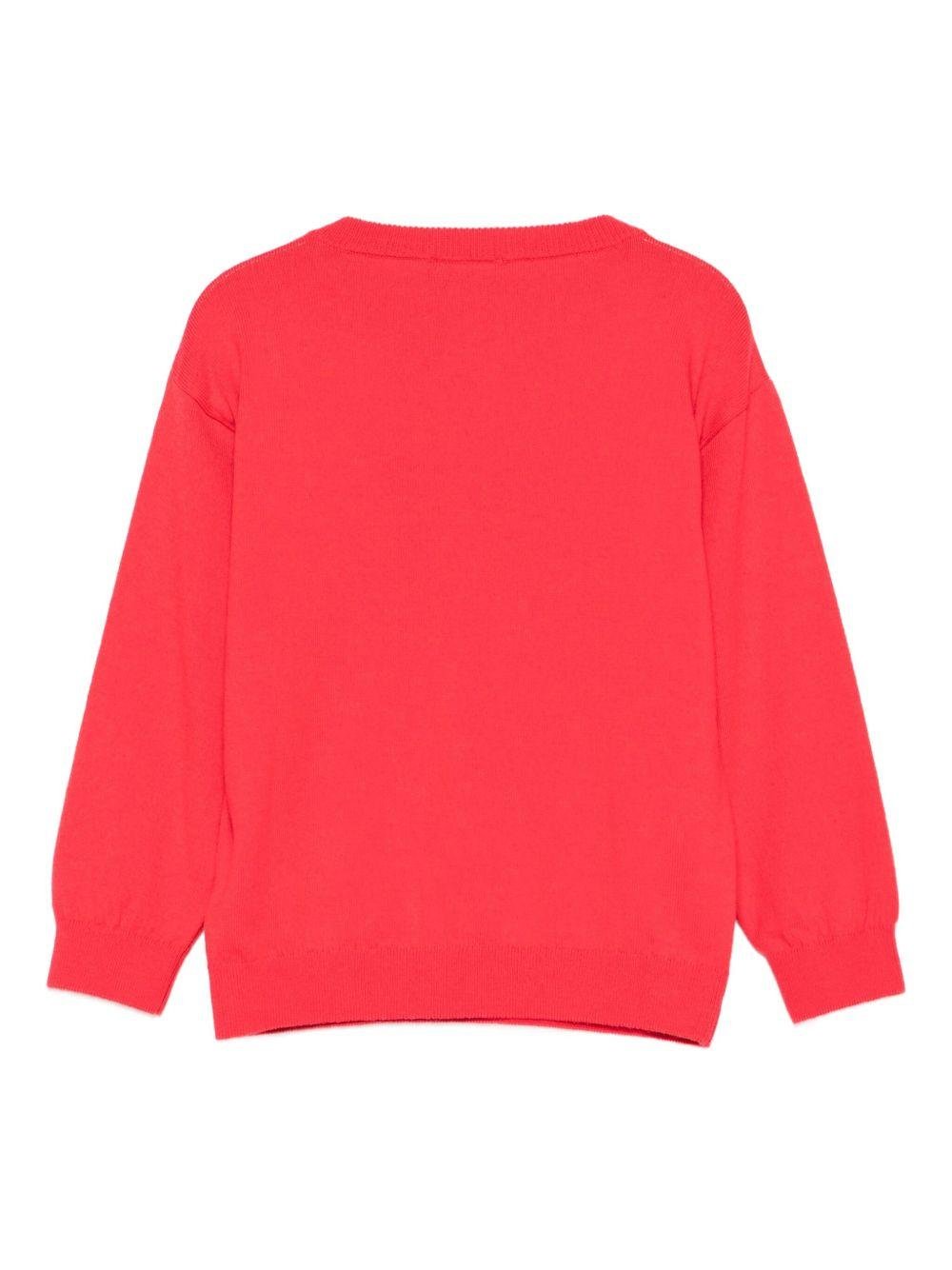 Maglione per bambina Moschino Kids rosso con ricamo Teddy Bear - Rubino Kids