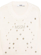 Maglione per bambina MSGM Kids bianco con occhielli - Rubino Kids