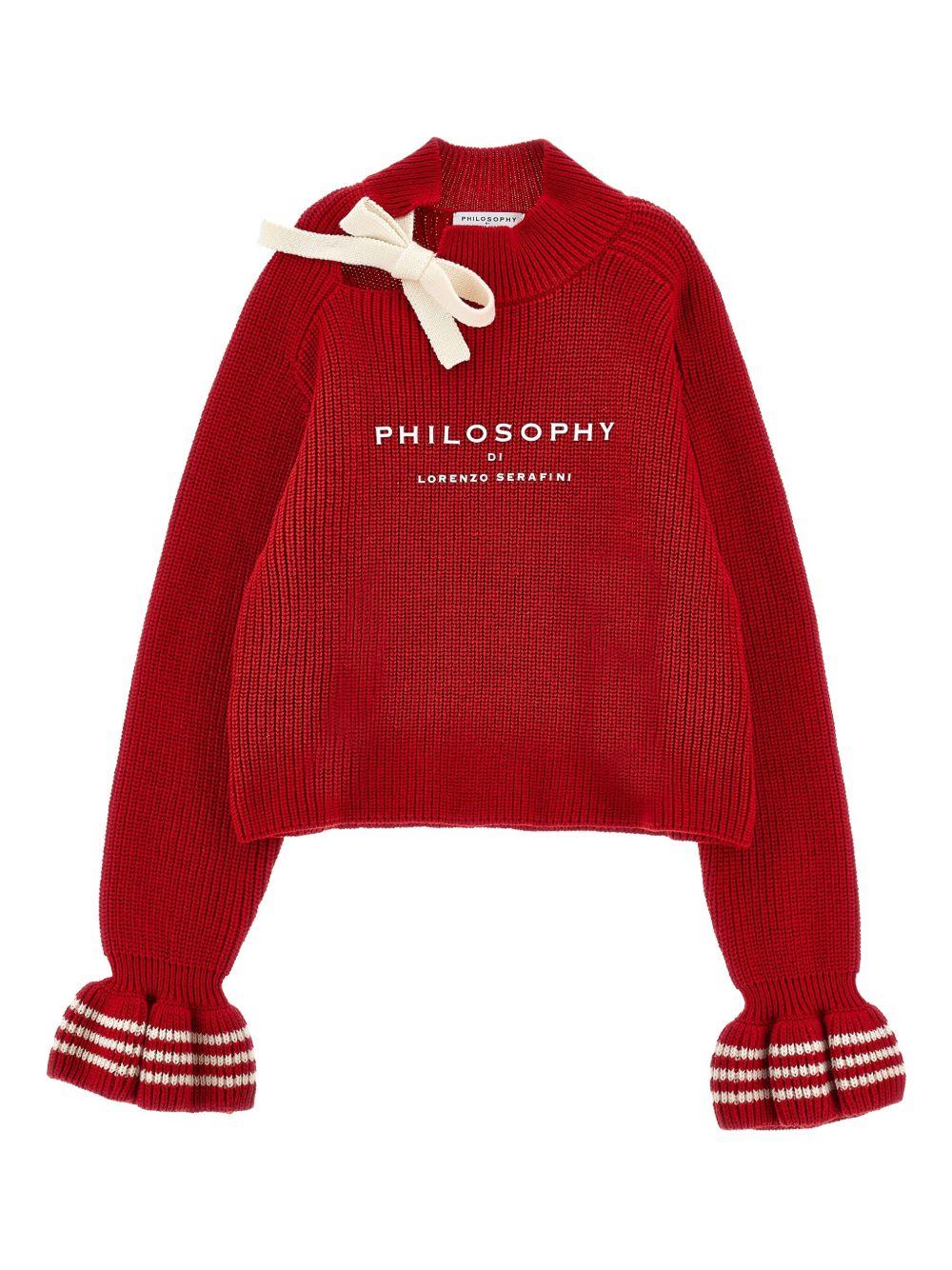 Maglione per bambina Philosophy Di Lorenzo Serafini Kids rosso con ruches - Rubino Kids