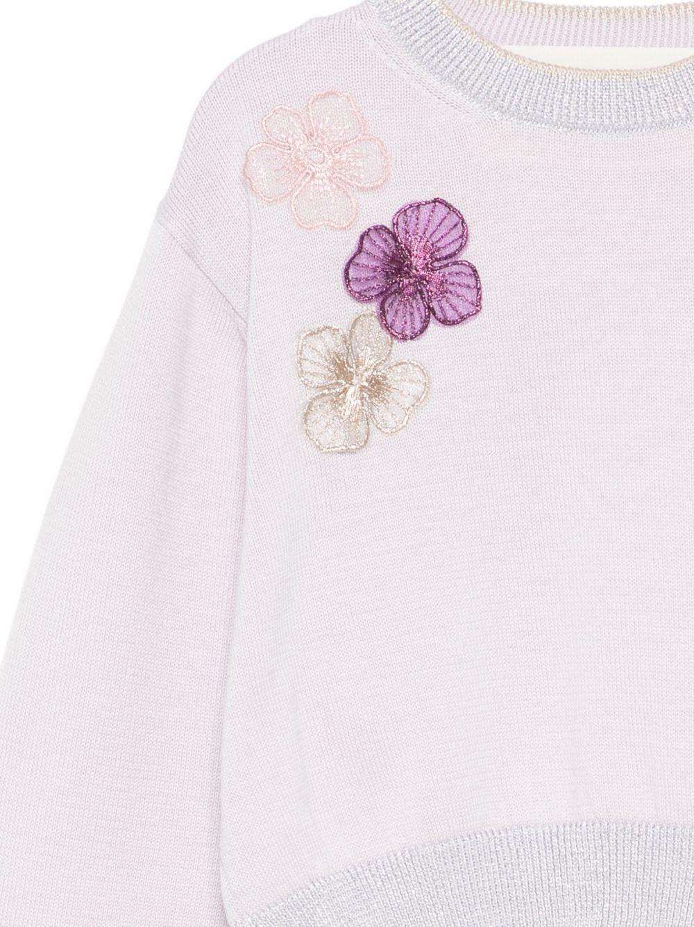 Maglione per bambina Simonetta lilla con applicazioni floreali - Rubino Kids