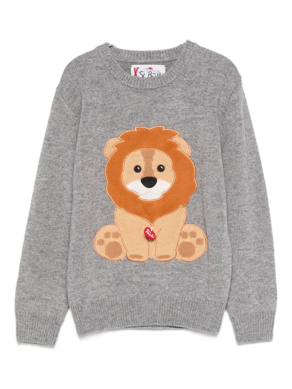 Maglione per bambini MC2 Saint Barth Kids x Trudi grigio con ricamo Leone sul davanti - Rubino Kids