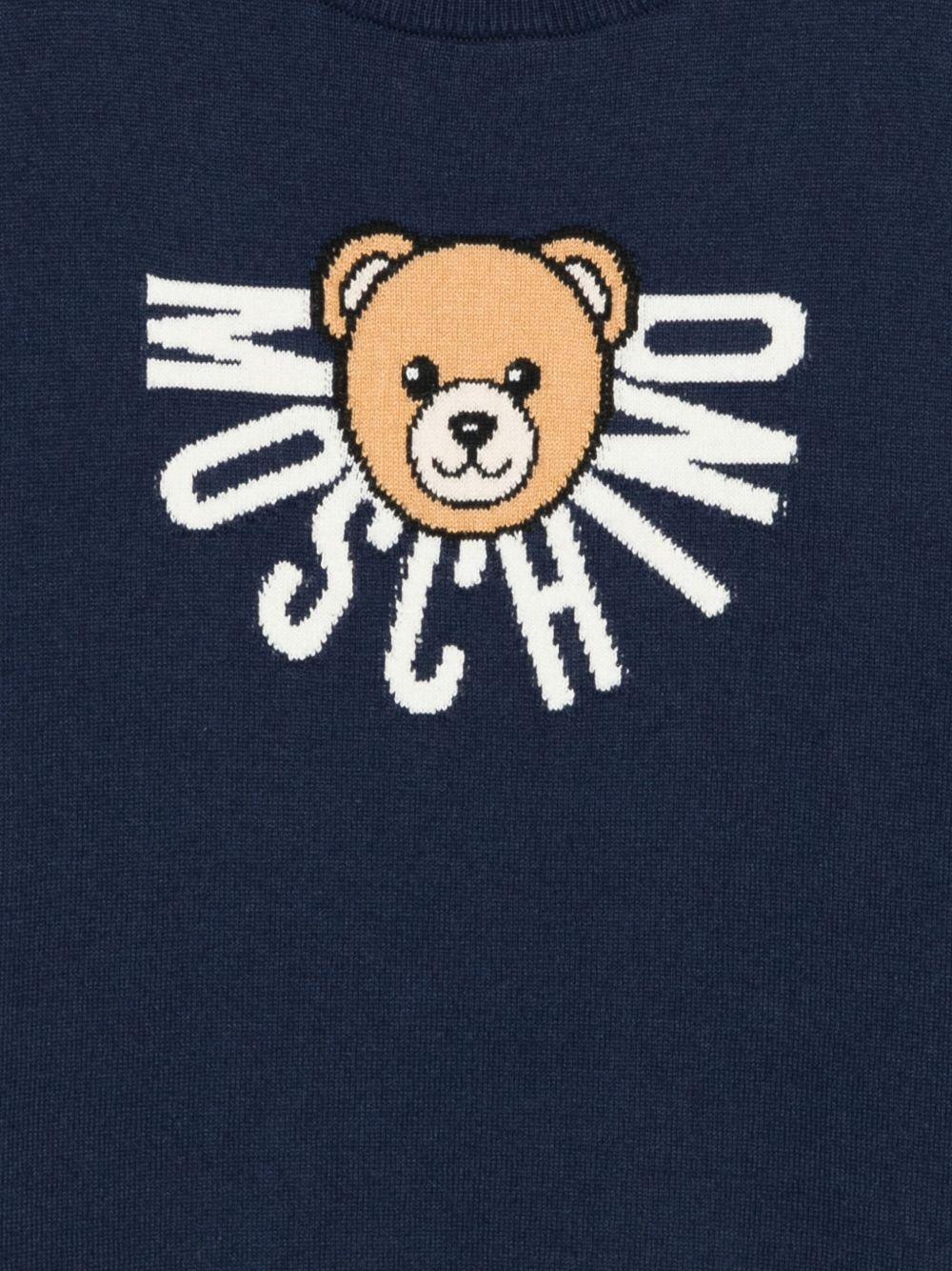 Maglione per bambini Moschino Kids blu con motivo Teddy Bear - Rubino Kids