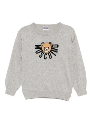 Moschino Kids grey logo sweater for children