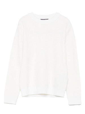 Maglione per bambino Balmain Kids bianco in cotone con trama in rilievo