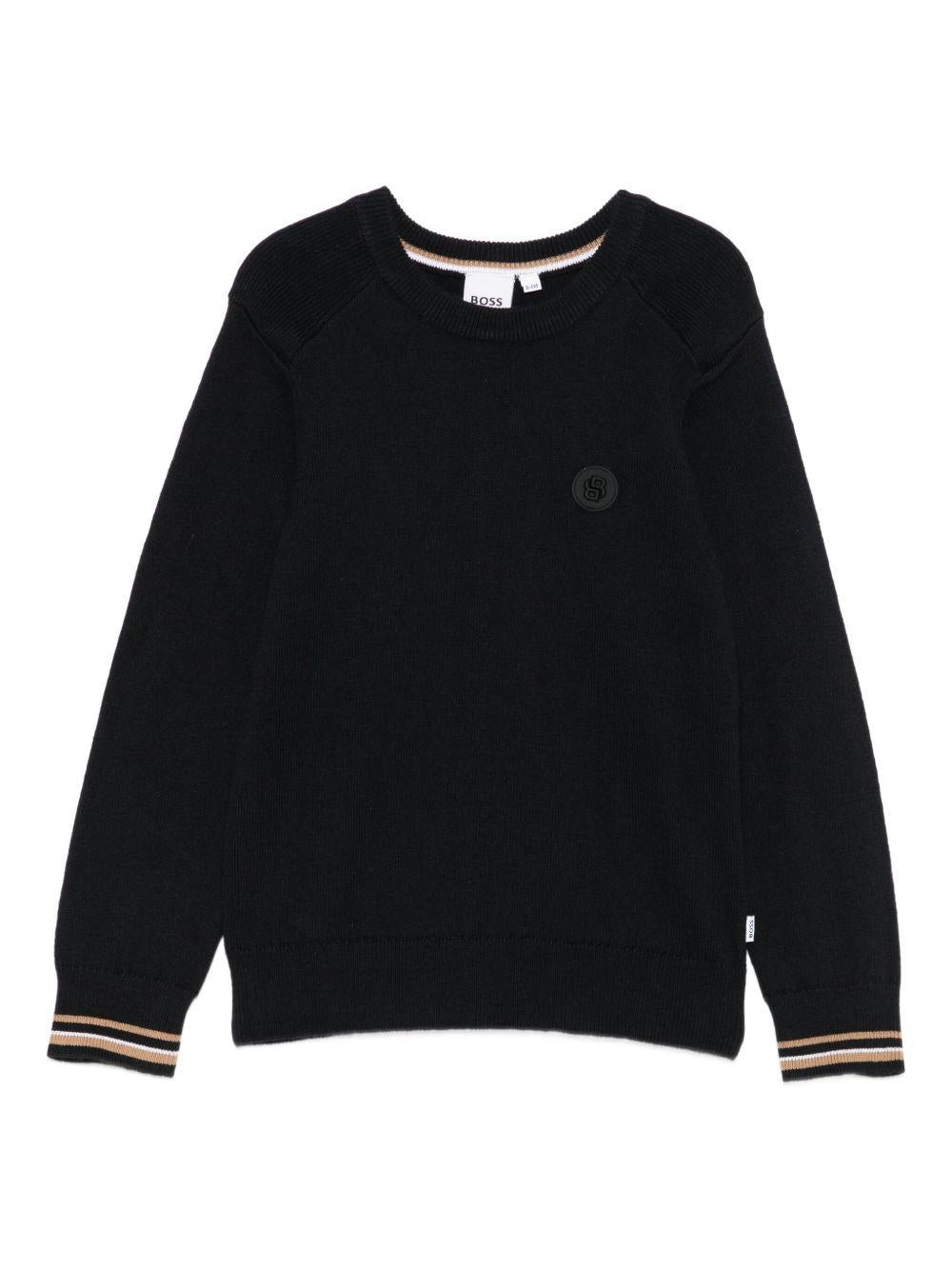 Maglione per bambino Boss Kids nero con logo - Rubino Kids