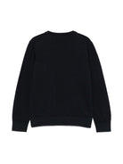Maglione per bambino Emporio Armani Kids blu con applicazione logo e rifinitura a coste - Rubino Kids