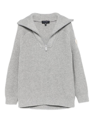 Emporio Armani Kids grey zip-up neck sweater for boys