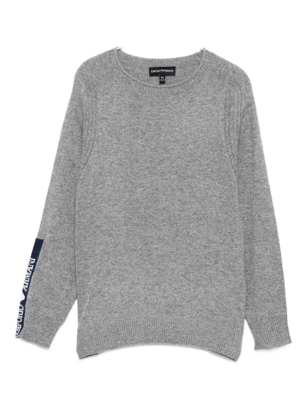 Maglione per bambino Emporio Armani Kids grigio con dettaglio logo - Rubino Kids