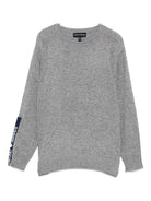 Maglione per bambino Emporio Armani Kids grigio con dettaglio logo - Rubino Kids