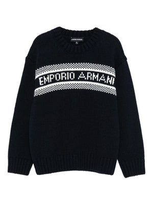 Emporio Armani Kids black sweater with logo inlay