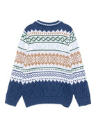 Maglione per bambino Fendi Kids blu con motivo Fair Isle - Rubino Kids