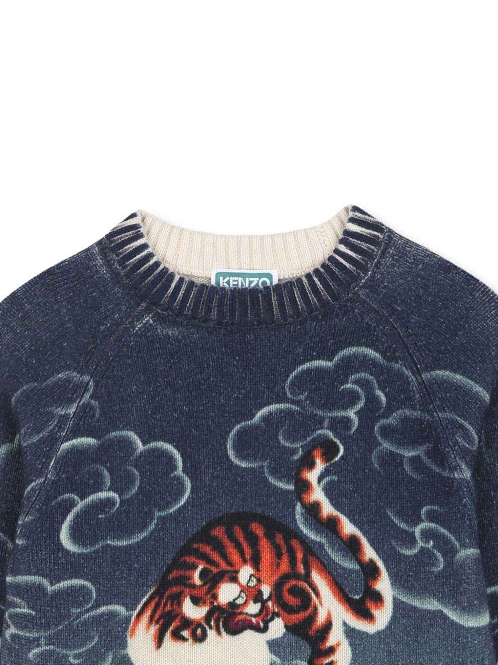 Maglione per bambino Kenzo Kids blu con motivo Tiger - Rubino Kids