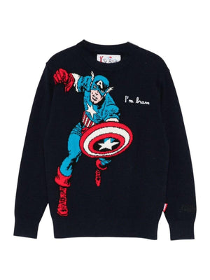 Maglione per bambino MC2 Saint Barth Kids blu con Captain America