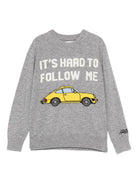 Maglione per bambino MC2 Saint Barth Kids grigio con scritta ricamata sul davanti "It's hard to follow me" - Rubino Kids