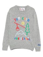 Maglione per bambino MC2 Saint Barth Kids grigio con stampa "Too Cold For School" - Rubino Kids