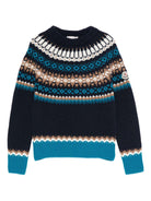 Maglione per bambino Moncler Enfant blu con motivo Fair Isle - Rubino Kids