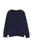 Maglione per bambino Moschino Kids bu con Teddy Bear ricamato sul davanti - Rubino Kids